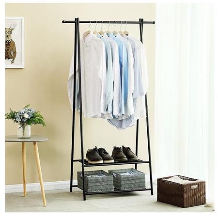 Appendiabiti KOLUS, Due Ripiani, 87,5x41x155cm, in Metallo Nero