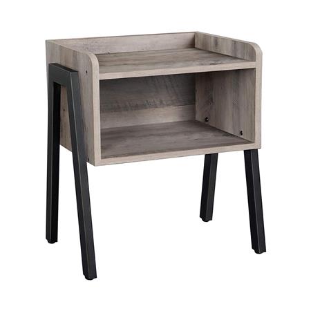 Tavolino YONI, 42x35x52cm, Impilabile, Stile Industriale, In Metallo e Legno Grigio