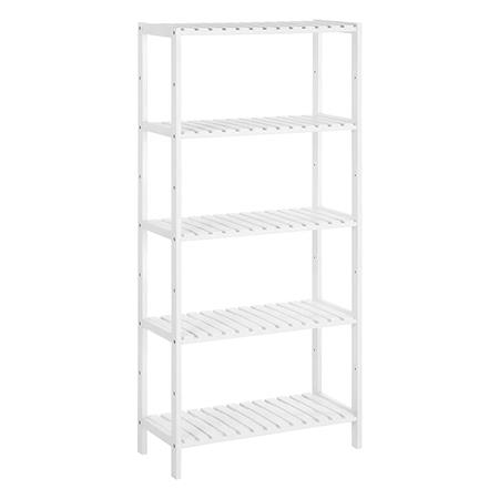 Scaffale RILEY, 5 Ripiani Regolabili, 60x26x130 cm, in Bambù Bianco