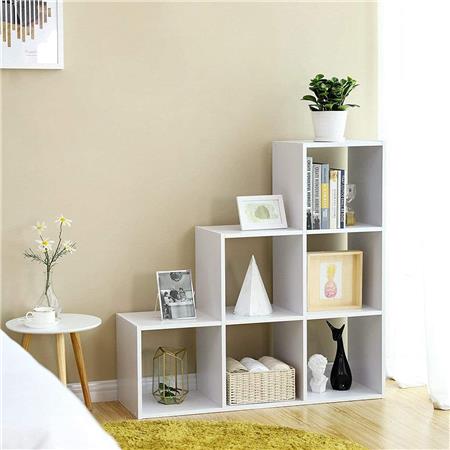 Libreria CHANTAL, 6 Scomparti Cubici, 97,5x29x97,5 cm, In Legno Bianco