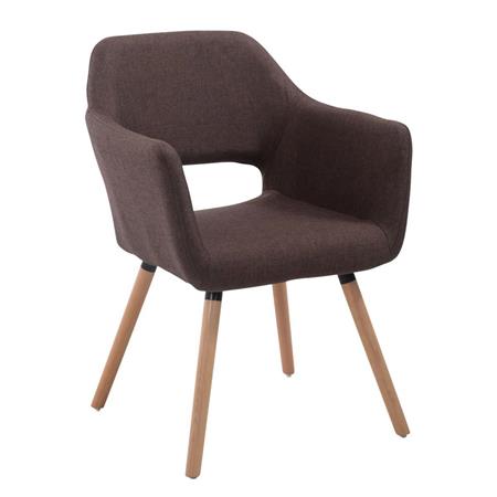 Sedia Ospiti KALUM, Imbottita, Gambe Rovere, Tessuto Marrone