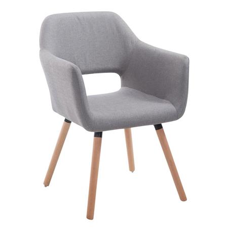 Sedia Ospiti KALUM, Imbottita, Gambe Rovere, Tessuto Grigio