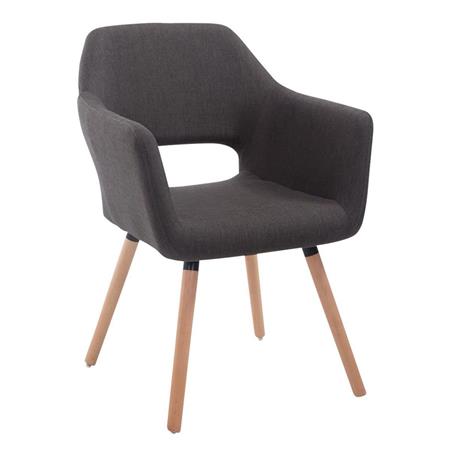 Sedia Ospiti KALUM, Imbottita, Gambe Rovere, Tessuto Grigio Scuro