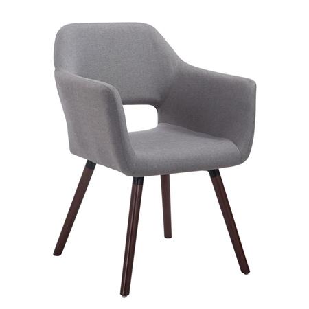 Sedia Ospiti KALUM, Imbottita, Gambe Noce, Tessuto Grigio