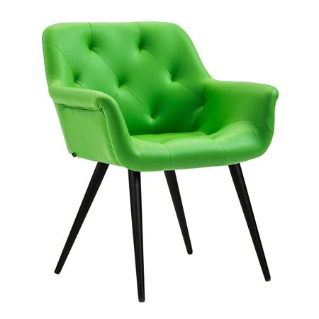 Poltroncina per ospiti LIDIA, Design Avvolgente, Gambe Nere, Pelle Verde