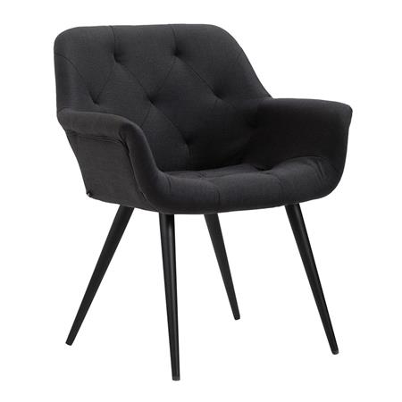 Poltroncina per ospiti LIDIA, Design Avvolgente, Gambe Nere, Tessuto Nero