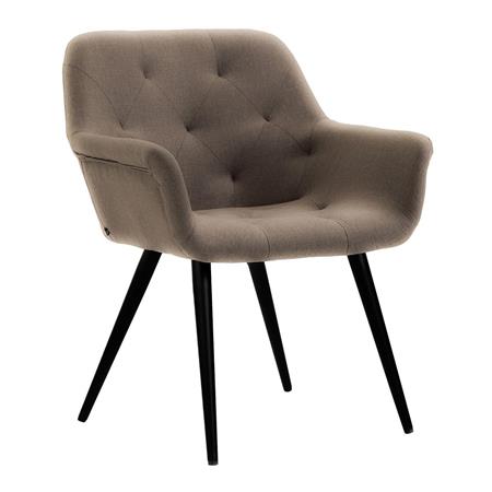 Poltroncina per ospiti LIDIA, Design Avvolgente, Gambe Nere, Tessuto Marrone Chiaro