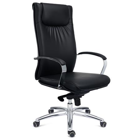 DEMO# Poltrona Da Ufficio SENATOR, Design Elegante e Moderno, Confortevole, Pelle Nera