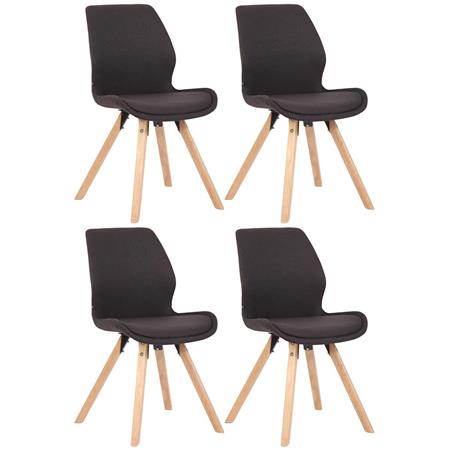 Lotto da 4 Sedie Ospiti KALI, Gambe Legno color Faggio, Seduta Imbottita, Tessuto Nero