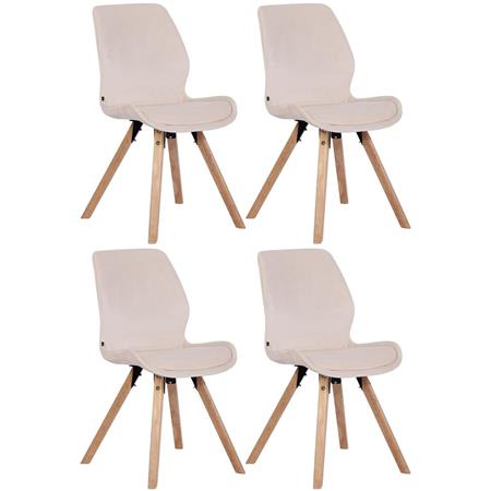 Lotto da 4 Sedie Ospiti KALI, Gambe Legno color Faggio, Seduta Imbottita, Velluto Crema