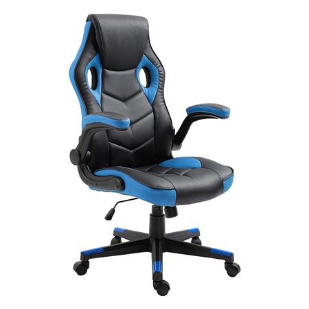 Sedia Gaming MAX, Braccioli abbattibili, in Pelle Nera e Blu