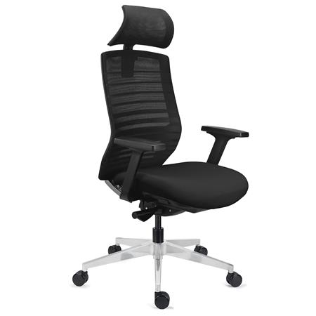 Sedia Ergonomica TAURUS, Certificata, Poggiatesta, Schienale Regolabile, Alta Gamma, in Rete, Nero