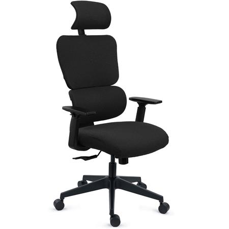 Sedia Ergonomica TUDOR, Design Avanzato, Massima Ergonomia, Tessuto Traspirante, Nero