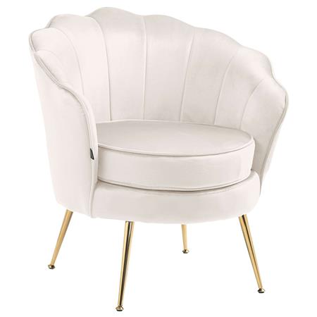 Poltroncina KIEL, Struttura Oro, Seduta Imbottita in Velluto Crema