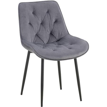 Sedia Ospiti GRACE, Confortevole, Design Moderno, Struttura in Metallo, Velluto Grigio
