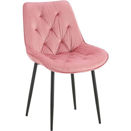 Sedia Ospiti GRACE, Confortevole, Design Moderno, Struttura in Metallo, Velluto Rosa