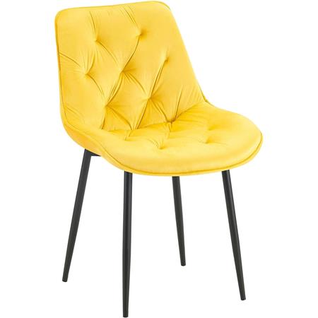Sedia Ospiti GRACE, Confortevole, Design Moderno, Struttura in Metallo, Velluto Giallo