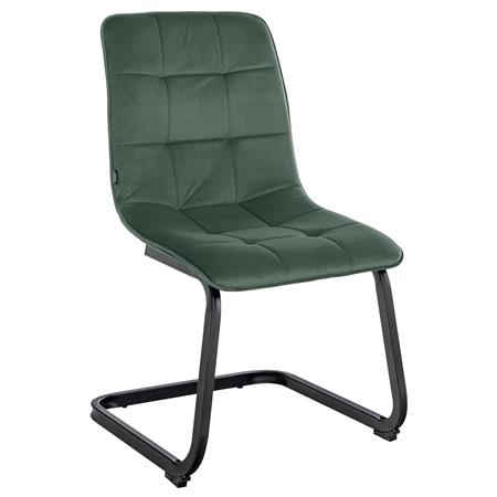 Sedia per Sala Riunioni ALISA, Struttura a Sbalzo in Metallo, Seduta imbottita, Velluto Verde Scuro