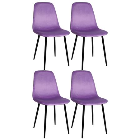 Lotto di 4 Sedie per Sala Riunioni NAIPES, Struttura in Metallo Nero, in Velluto Viola