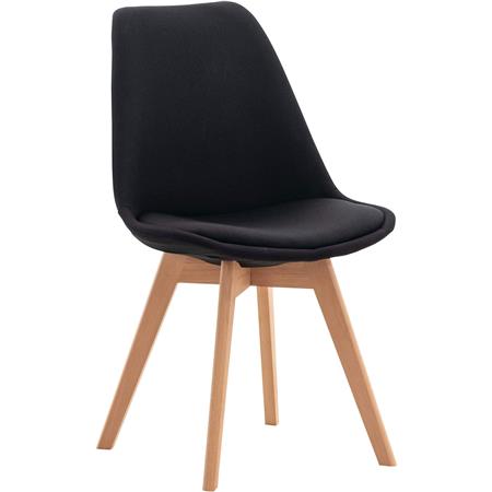 Sedia Per Sala d'Attesa SKYLER, Stile Nordico, Gambe in Faggio, Seduta in Tessuto Nero