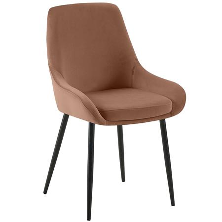 Sedia Ospiti ANKARA, Design Moderno, Struttura in Metallo, Comoda Imbottitura, Velluto Marrone