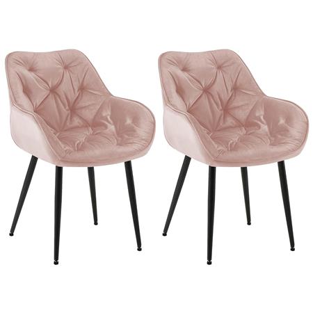 Lotto di 2 Poltroncine per Sala d'Attesa TEXAS, Imbottite e Trapuntate, in Velluto Rosa Chiaro