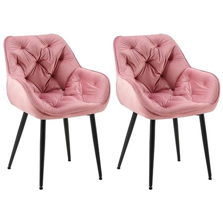 Lotto di 2 Poltroncine per Sala d'Attesa TEXAS, Imbottite e Trapuntate, in Velluto Rosa
