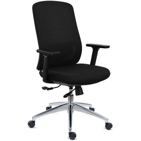 DEMO# Sedia Per Ufficio ASTRA, Design Elegante, Ottima Ergonomia, in Tessuto Nero