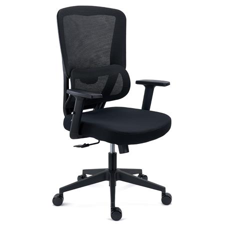 Sedia Ergonomica SUPRA, Confortevole, Supporto Lombare, Rete Traspirante e Tessuto, Nero