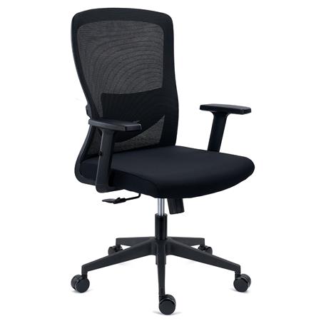 Sedia Operativa NOTE, Ergonomica, Supporto Lombare Regolabile, Rete e Tessuto, Nero