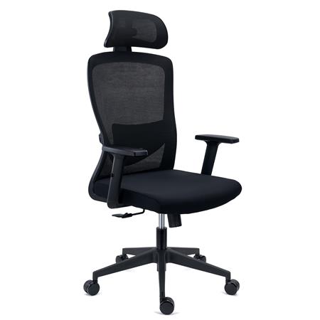 Sedia Operativa NOTE PRO, Ergonomica, Poggiatesta, Supporto Lombare Regolabile, Rete e Tessuto, Nero