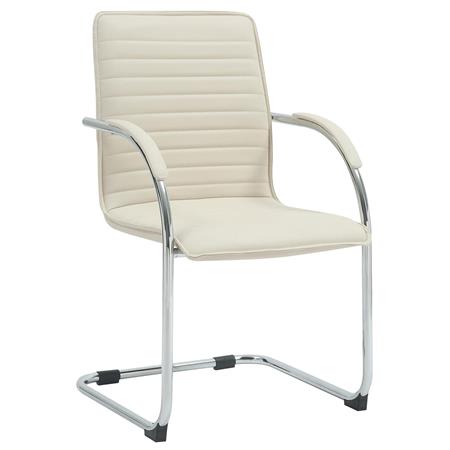Sedia per Sala Riunioni GREGORY, Base in metallo, Design Elegante, Pelle, Crema