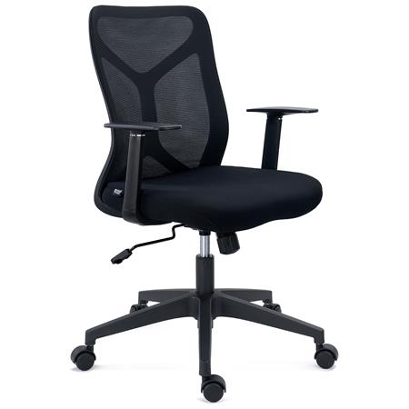 Sedia Ergonomica GINGER, Confortevole e Versatile, Design Moderno, Rete e Tessuto, Nero