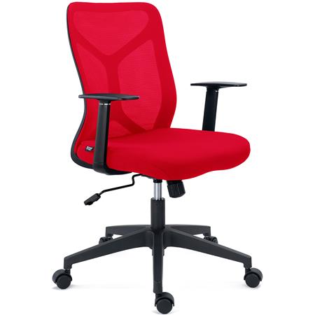 Sedia Ergonomica GINGER, Confortevole e Versatile, Design Moderno, Rete e Tessuto, Rosso
