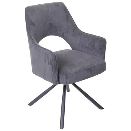 Poltroncina ANNIE, Girevole, Comoda Imbottitura, in Tessuto colore Grigio Scuro