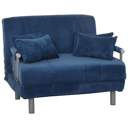 Divano 2 posti LESLY, Trasformabile in Letto, Tessuto colore Blu