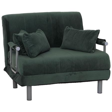 Divano 2 posti LESLY, Trasformabile in Letto, Tessuto colore Verde