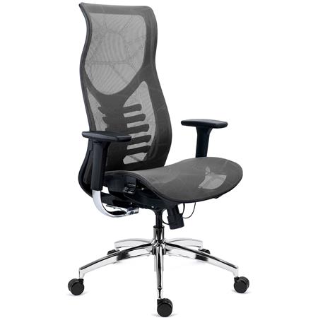 Sedia Operativa VICTUS, Design Esclusivo, Ergonomica, Sedile Regolabile in Profondità, Grigio