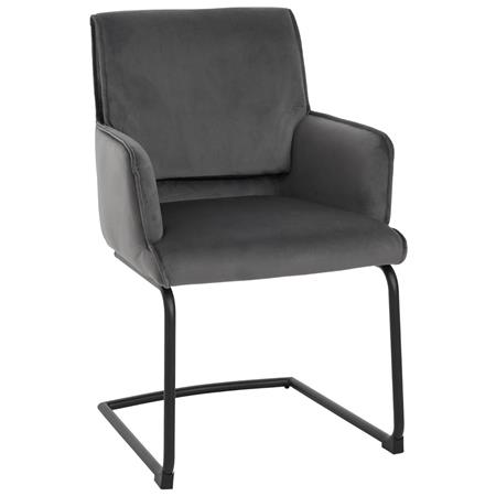 Sedia Ospiti NICHOLS, Design Moderno, Struttura in Metallo, in Tessuto Grigio