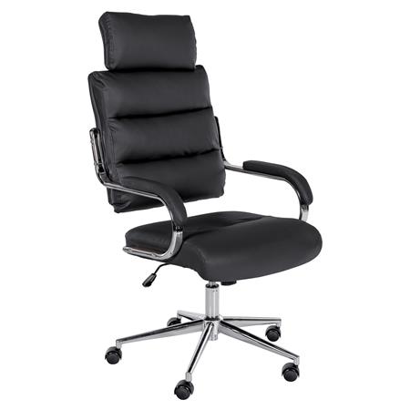 Poltrona Per Ufficio SALEM, Design Elegante e Moderno, Robusta e Confortevole, Pelle Nera