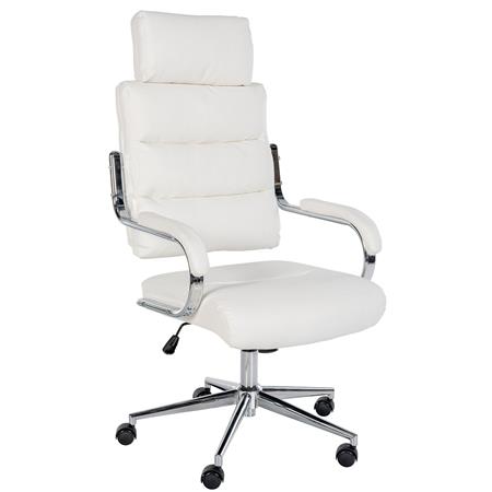 Poltrona Per Ufficio SALEM, Design Elegante e Moderno, Robusta e Confortevole, Pelle Bianco