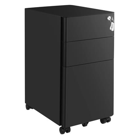 Cassettiera con Ruote SENDY, 30x46x59,2cm, 3 Cassetti, in Nero