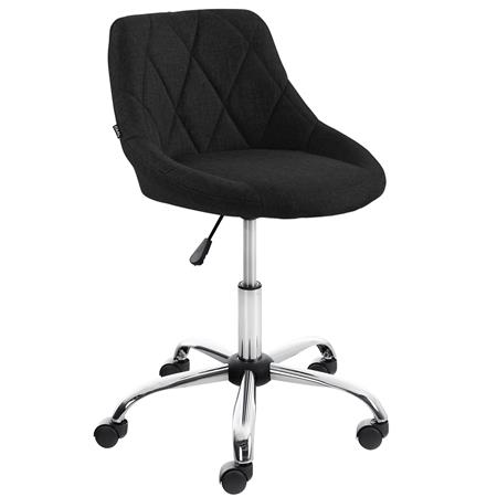 Sgabello da Ufficio DOVEN, Seduta Imbottita, Rivestimento in Tessuto con Cuciture, Nero