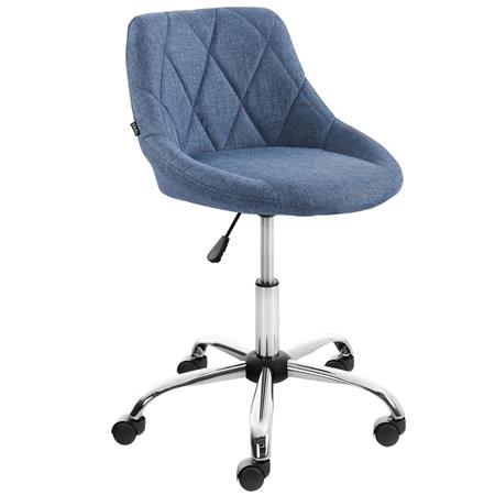 Sgabello da Ufficio DOVEN, Seduta Imbottita, Rivestimento in Tessuto con Cuciture, Azzurro