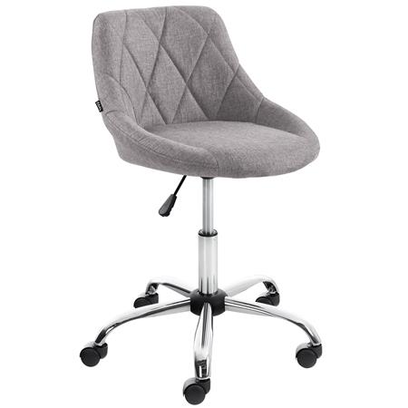 Sgabello da Ufficio DOVEN, Seduta Imbottita, Rivestimento in Tessuto con Cuciture, Grigio
