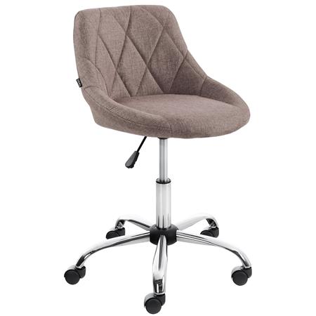 Sgabello da Ufficio DOVEN, Seduta Imbottita, Rivestimento in Tessuto con Cuciture, Tortora