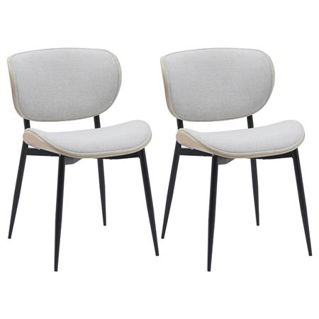 Lotto di 2 Sedie Sala Attesa / Riunioni BRONSON, Struttura in Legno color Rovere e Tessuto Panna