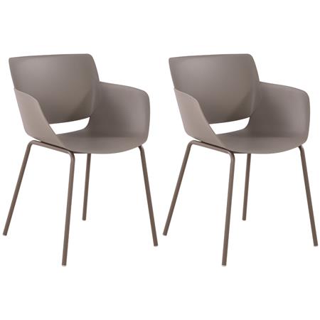 Lotto di 2 Sedie per Sala D'attesa RIKO, Design Moderno, Comoda ed Elegante, Polipropilene, Tortora