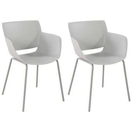 Lotto di 2 Sedie per Sala D'attesa RIKO, Design Moderno, Comoda ed Elegante, Polipropilene, Grigio Chiaro
