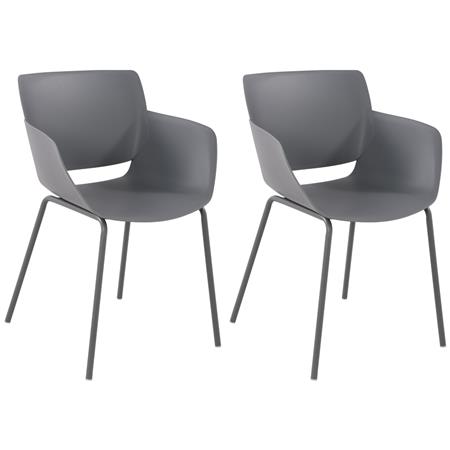 Lotto di 2 Sedie per Sala D'attesa RIKO, Design Moderno, Comoda ed Elegante, Polipropilene, Grigio
